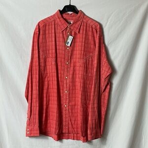 Ryan Michael Men's Coral Red Plaid Western Shirt